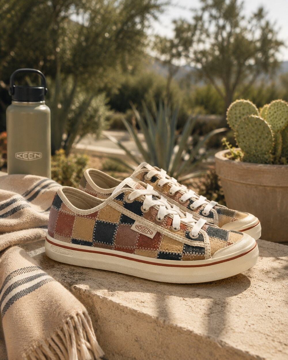 KEEN Womens Elsa Harvest Leather Suede Patchwork Lace Up Sneakers Size 7